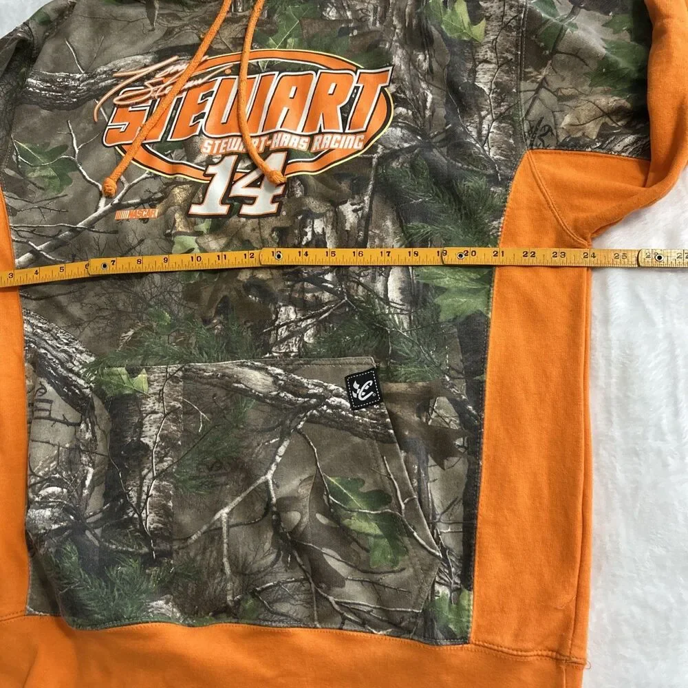 Chase Tony Stewart NASCAR Hoodie Men’s Large Orange Camo Pullover Sweater Hooded